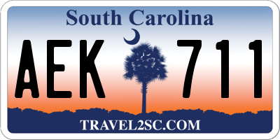 SC license plate AEK711
