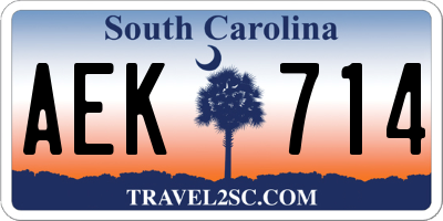 SC license plate AEK714