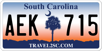 SC license plate AEK715