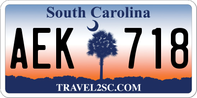 SC license plate AEK718