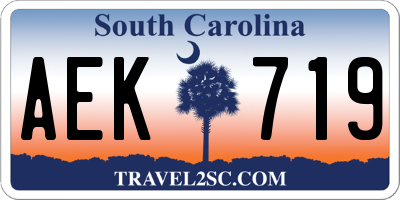 SC license plate AEK719