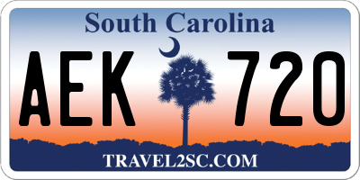 SC license plate AEK720