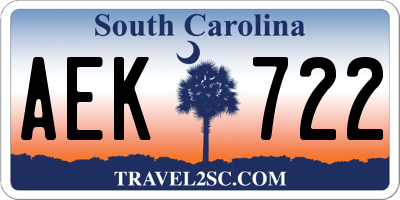 SC license plate AEK722