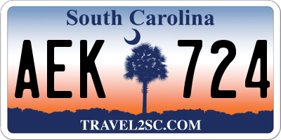 SC license plate AEK724