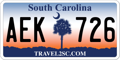 SC license plate AEK726