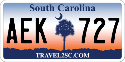 SC license plate AEK727