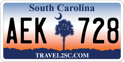 SC license plate AEK728