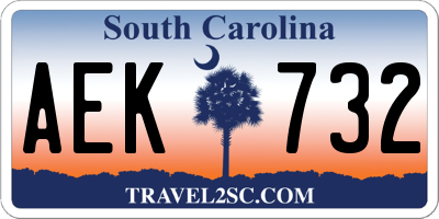 SC license plate AEK732