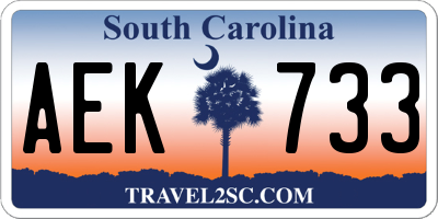 SC license plate AEK733