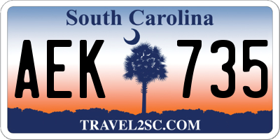 SC license plate AEK735