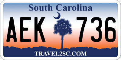 SC license plate AEK736