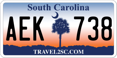 SC license plate AEK738