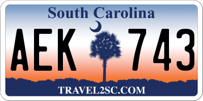 SC license plate AEK743