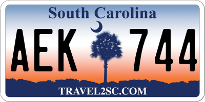 SC license plate AEK744