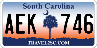 SC license plate AEK746