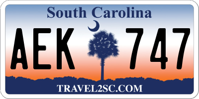 SC license plate AEK747