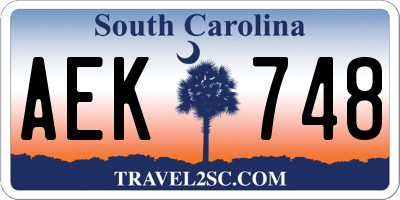 SC license plate AEK748