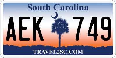 SC license plate AEK749