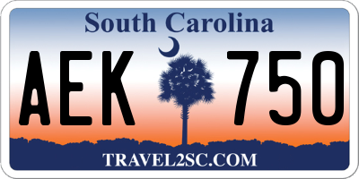 SC license plate AEK750