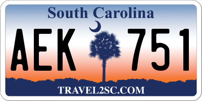 SC license plate AEK751