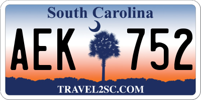 SC license plate AEK752
