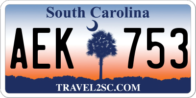 SC license plate AEK753