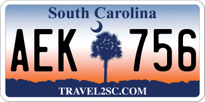 SC license plate AEK756