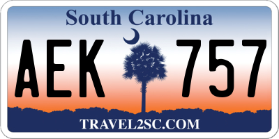 SC license plate AEK757