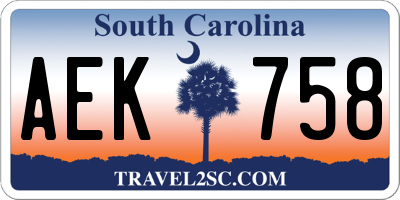 SC license plate AEK758