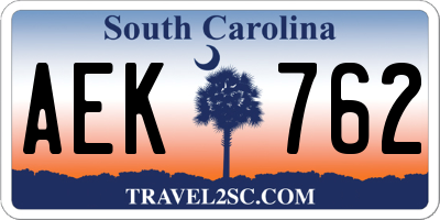 SC license plate AEK762