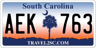 SC license plate AEK763
