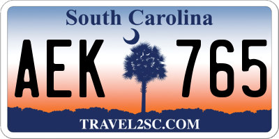 SC license plate AEK765