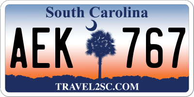 SC license plate AEK767