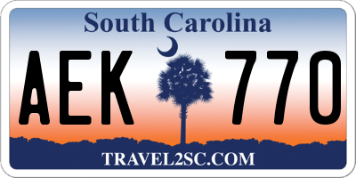 SC license plate AEK770