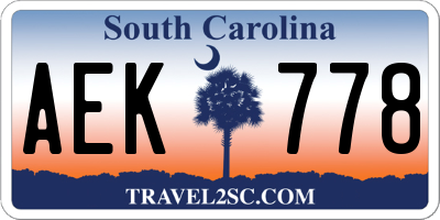 SC license plate AEK778