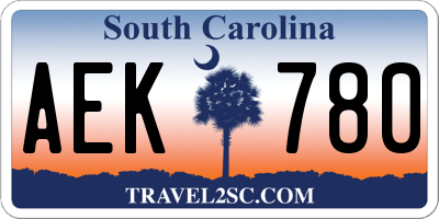 SC license plate AEK780
