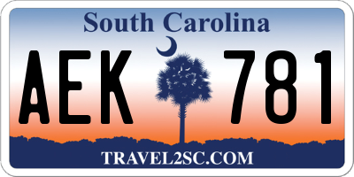 SC license plate AEK781