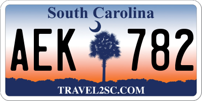 SC license plate AEK782