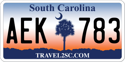 SC license plate AEK783