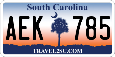 SC license plate AEK785