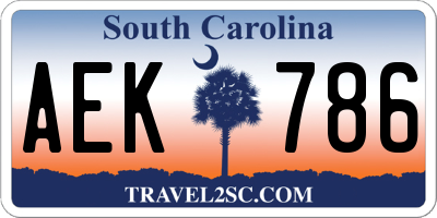 SC license plate AEK786