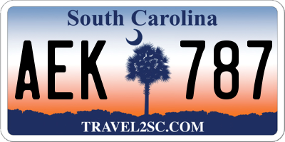 SC license plate AEK787