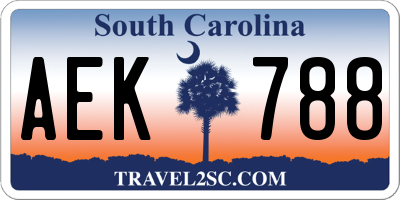 SC license plate AEK788