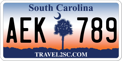 SC license plate AEK789