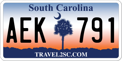 SC license plate AEK791