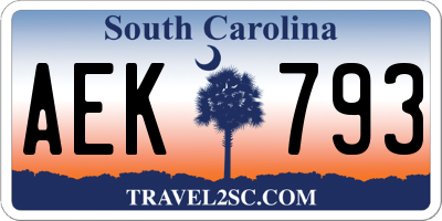 SC license plate AEK793