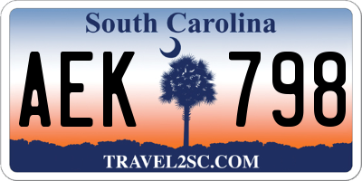 SC license plate AEK798