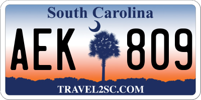 SC license plate AEK809