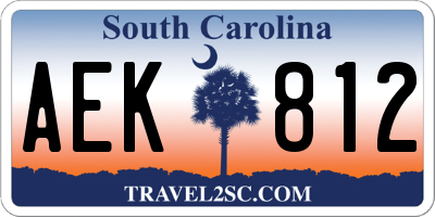 SC license plate AEK812