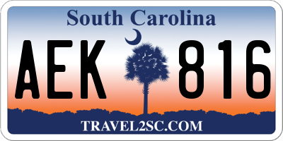 SC license plate AEK816